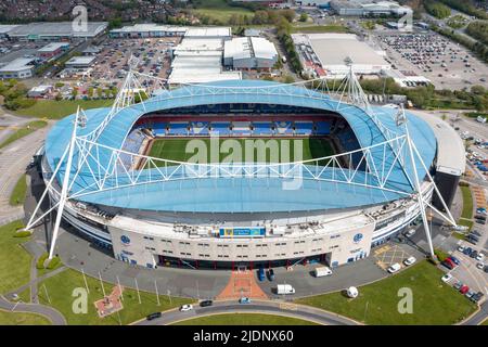 Bolton Wanderers, stade de l'université de Bolton. Image aérienne. 26th avril 2022. Banque D'Images