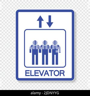 Symbole ascenseur signe vers le haut et vers le bas sur fond transparent, illustration vectorielle Illustration de Vecteur