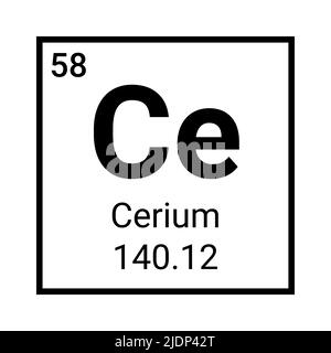 Illustration de l'icône de l'atome de la science de l'élément de chimie du cérium Illustration de Vecteur