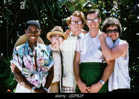 SCOTT,CASSESE,BUSFIELD,CARRADINE,ARMSTRONG, REVENGE OF THE NERDS II: NERDS IN PARADISE, 1987 Banque D'Images