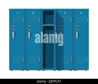 Casier scolaire, porte vectorielle, gymnase en métal.Arrière-plan des casiers de la salle de gym Illustration de Vecteur