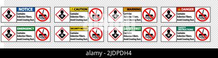 L'étiquette contient des fibres d'amiante, éviter de créer de la poussière Illustration de Vecteur