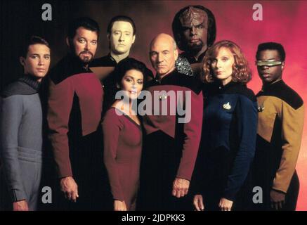 FRAKES,SPINER,STEWART,DORN, STAR TREK: LA PROCHAINE GÉNÉRATION, 1987 Banque D'Images