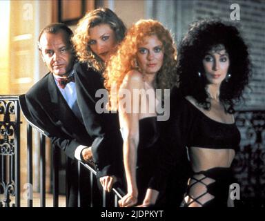 NICHOLSON,PFEIFFER,SARANDON,CHER, Les Sorcières d'EASTWICK, 1987 Banque D'Images