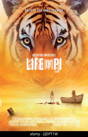 AFFICHE SURAJ SHARMA, VIE DE PI, 2012, Banque D'Images