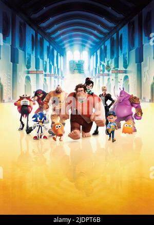 EGGMAN,BISON,SONIC,ZANGIEF,QBERT,RALPH,SCHWEETZ,CALHOUN,FELIX,RHINO,GHOST, WRECK-IT RALPH, 2012, Banque D'Images