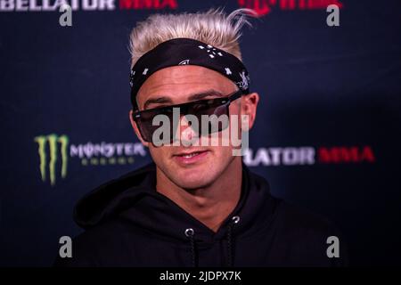 Uncasville, CT, Uncasville, CT, États-Unis. 22nd juin 2022. Uncasville, CT - JUIN 22: Danny Sabatello s'adresse à la presse avant son combat au Bellator 282 on 24 juin 2022 au Mohegan Sun Casino à Uncasville, CT, États-Unis. (Credit image: © Matt Davies/PX Imagens via ZUMA Press Wire) Credit: ZUMA Press, Inc./Alamy Live News Banque D'Images