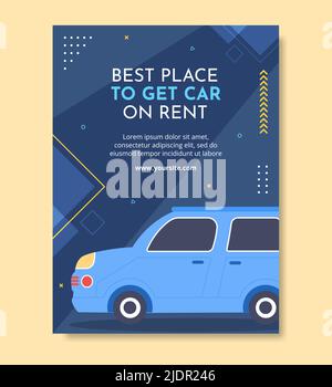 Modèle d'affiche sur les médias sociaux de location de voitures dessin animé à plat Illustration du scénario d'arrière-plan Illustration de Vecteur