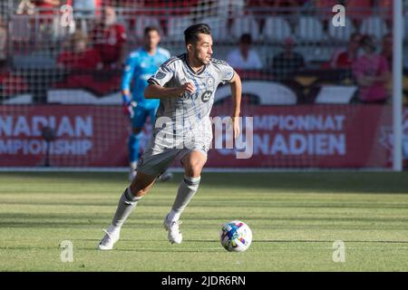 Toronto, Canada. 22nd juin 2022. Mathieu Choiniere (29) de Montréal vu en action pendant le championnat canadien entre le FC de Toronto et le CF de Montréal à BMO Field. Le match s'est terminé en 4-0 pour Toronto FC. Crédit : SOPA Images Limited/Alamy Live News Banque D'Images