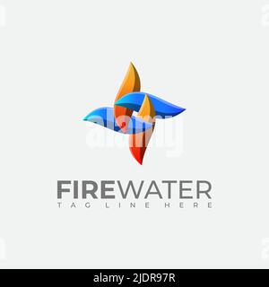 Combinaison du logo Fire Water Illustration de Vecteur