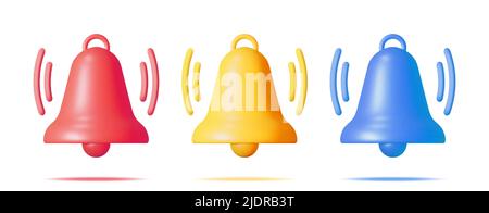 3D icône de sonnerie de notification isolée. Illustration de Vecteur