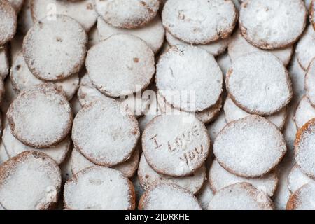 Biscuits cuits fond boulangerie maison Banque D'Images