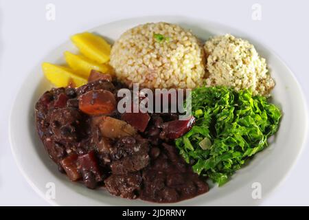 Plat typique du Brésil, riz et haricots. Banque D'Images