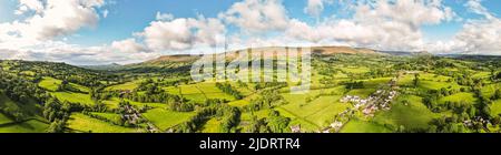 Panorama aérien de belles terres agricoles dans le Herefordshire, à la frontière Angleterre-pays de Galles - Royaume-Uni Banque D'Images