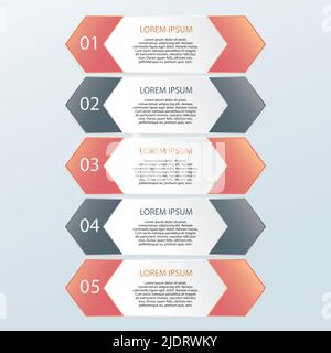 Modèle Infographique coloré cinq ensembles Options numérotées avec processus Marketing icônes Business Presentation Layout for Banners Web Design Illustration de Vecteur