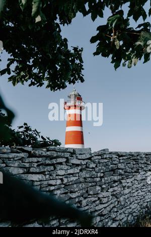 När Leuchtturm in Närsholmen auf Gotland, Schweden. 2 Banque D'Images