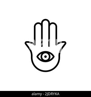 Hamsa icône minimaliste. Forme des yeux. Contour noir. Concept de mal de protection des yeux et de malheurs. Illustration vectorielle, conception plate Illustration de Vecteur