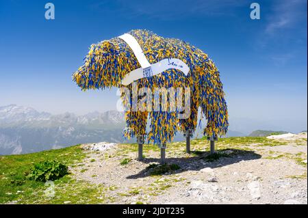 Statue d'ours sur Arosa Weisshorn à Arosa, Grisons Banque D'Images