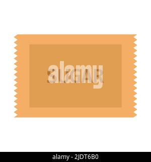 Sac d'emballage à sucre pour thé et vecteur conception d'emballage blanc isolé. Illustration contenant en papier et ingrédient du produit de vente au détail. Icône paquet symbole a Illustration de Vecteur