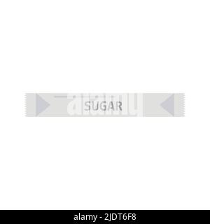 Sac d'emballage à sucre pour thé et vecteur conception d'emballage blanc isolé. Illustration contenant en papier et ingrédient du produit de vente au détail. Icône paquet symbole a Illustration de Vecteur