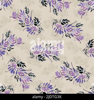 Aquarelle peinte à la main sans couture motif de fleurs paradisiaques abstrait Banque D'Images