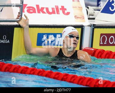 Melanie Henique de France chaleur (6) 100 M femmes papillons lors des Championnats du monde de la FINA 19th Budapest 2022, natation sur 23 juin 2022 à Budapest, Hongrie - photo Laurent Lairys / ABACAPRESS.COM Banque D'Images