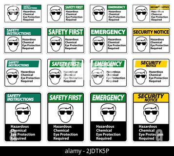 Produit chimique dangereux protection oculaire requise symbole isoler sur fond blanc Illustration de Vecteur