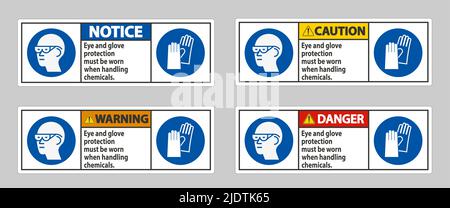 La protection des yeux et des gants doit être portée lors de la manipulation de produits chimiques Illustration de Vecteur