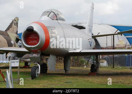 North American F-86A Sabre, Midland Air Museum, aéroport de Coventry, Banque D'Images