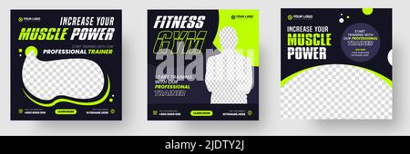 bannière de poteau de médias sociaux de fitness gym Illustration de Vecteur