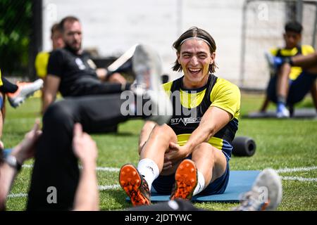 Lier, Belgique, 23 juin 2022, Casper Nielsen de l'Union photographié lors d'une session de formation en prévision de la saison 2022-2023, de l'équipe belge de football de première division Royale Union Saint-Gilloise, jeudi 23 juin 2022 à Lier. BELGA PHOTO TOM GOYVAERTS Banque D'Images