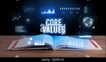 Inscription professionnelle issue d'un livre ouvert Banque D'Images