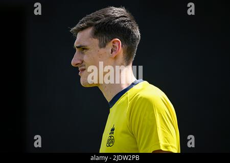 Lier, Belgique, 23 juin 2022, Ross Sykes de l'Union photographié lors d'une session d'entraînement en prévision de la saison 2022-2023, de l'équipe belge de football de première division Royale Union Saint-Gilloise, jeudi 23 juin 2022 à Lier. BELGA PHOTO TOM GOYVAERTS Banque D'Images