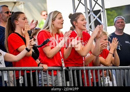 Anvers. Belgique, 23/06/2022, photo d'illustration prise lors d'un match de basketball 3x3 entre la Belgique et les Etats-Unis, troisième match (sur quatre) de la coupe du monde FIBA 2022, le jeudi 23 juin 2022, à Anvers. La coupe du monde 2022 de la FIBA 3x3 basket se déroule du 21 au 26 juin à Anvers. BELGA PHOTO DIRK WAEM crédit: Belga News Agency/Alay Live News crédit: Belga News Agency/Alay Live News Banque D'Images