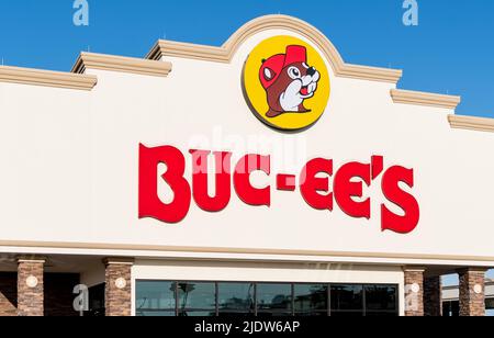 La chaîne de magasins de proximité géants de Buc-ee et des centres de voyage basés au Texas. Banque D'Images