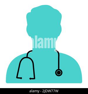 Médecin de sexe masculin avec icône stéthoscope. Illustration vectorielle plate Illustration de Vecteur