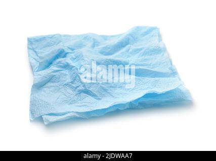 Serviettes en papier froissé bleu isolated on white Banque D'Images