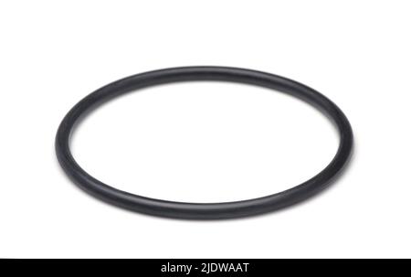 Bague d'étanchéité en caoutchouc noir isolée sur blanc Banque D'Images