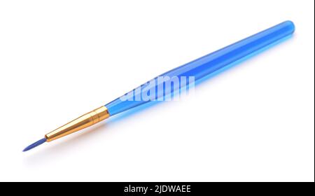 Pinceau rond pointu artistique isolé sur blanc Banque D'Images