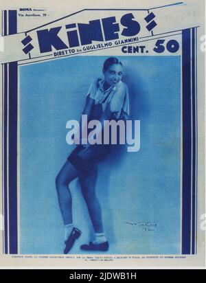 Années 1920, ITALIE : le célèbre chanteur et danseur noir américain JOSEPHINE BAKER ( 1906 - 1975 ) couverture du magazine italien KINES , photo de Walery . - musical - ballerine - cantte - di colore - teatro - théâtre - exotique - Parigi - Folies Bergères - Moulin Rouge - ritratto - portrait - DANSE - DANSE - DANSE - DANSE - JAZZ - gambe - jambes - copertina ---- Archivio GBB Banque D'Images