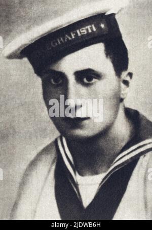 1941 CA., ITALIE : BENITO ALBINO DALSER MUSSOLINI ( 1915 - 1942 ) fils de l'ida socialiste italienne DALSER ( 1880 - 1937 ) loverof fasciste Duce Benito MUSSOLINI - FASCISMO - FASCISTA - SOCIALISMO - marinaio - Saiolor - FASCISME - portrait - ritrato --- Archivio GBB Banque D'Images