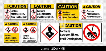 L'étiquette de mise en garde contient des fibres d'amiante, éviter de créer de la poussière Illustration de Vecteur