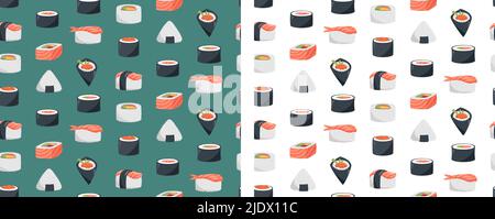 Motif sans coutures et motif sushi. Illustrations vectorielles mignonnes Illustration de Vecteur