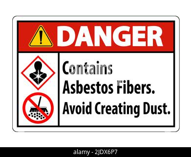 L'étiquette de danger contient des fibres d'amiante, éviter de créer de la poussière Illustration de Vecteur