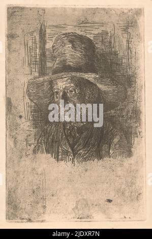 Portrait d'un homme inconnu, l'homme porte un chapeau et a des pattes., imprimeur: Martinus van Retteren Altena, 1876 - 1908, papier, gravure, hauteur 269 mm × largeur 174 mm Banque D'Images