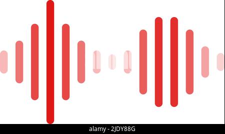 Ondes sonores rouges et rythme. Volume, courbes et battements. Vecteur modifiable. Illustration de Vecteur