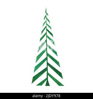 Arbre de Noël triangulaire avec branche isolée. Aquarelle dessinée à la main illustration de Noël. Art pour la décoration design Banque D'Images