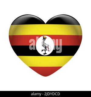 Icône de drapeau ougandais isolée sur fond blanc. Drapeau de l'Ouganda. Icône drapeau brillante. Illustration de Vecteur