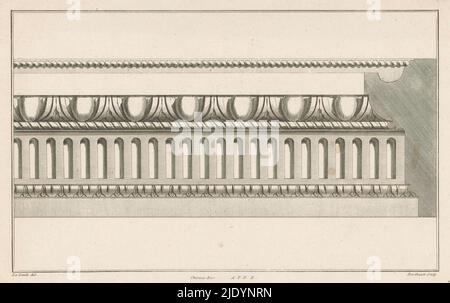 Egg frame, D IIIe Cahier de perdures à l'usage de la Sculpture &c, avec leurs Profils (titre de la série sur l'objet), un cadre ornementé avec cadre en oeuf., Imprimeur: Berthault, (mentionné sur l'objet), après dessin de: Richard de Lalonde, (mentionné sur l'objet), éditeur: Jacques-François Chéreau, (mentionné sur l'objet, Paris, 1784 - 1785, papier, gravure, hauteur 222 mm × largeur 345 mm Banque D'Images