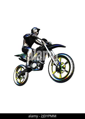 rendu 3-d, course et moto Banque D'Images